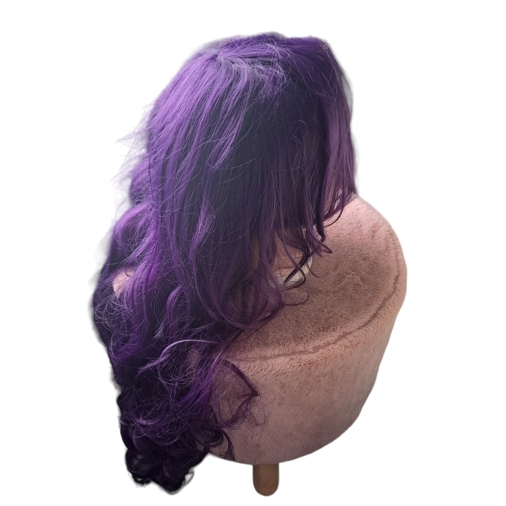EMAX design cosplay Wig Long wavy hair Purple locks dressup Halloween adult S-M - Picture 5 of 7